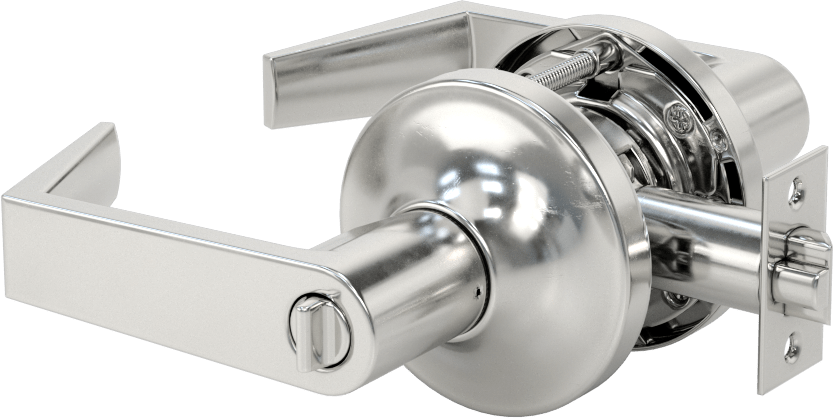 Assa Abloy (Yale) 5400Ln Yoğun Trafik Kapı Kolu, 8 Para Yiv, Anahtar ve Düğme Kilitli, 2-3/4" Boğaz Mesafesi — Kol, Anahtar ve Düğme Kili…