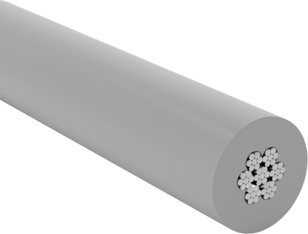 Vinil Plastik Kaplı Galvanizli Çelik Tel Halat, 1/16" Çap, Kaplamalı 1/8" Çap