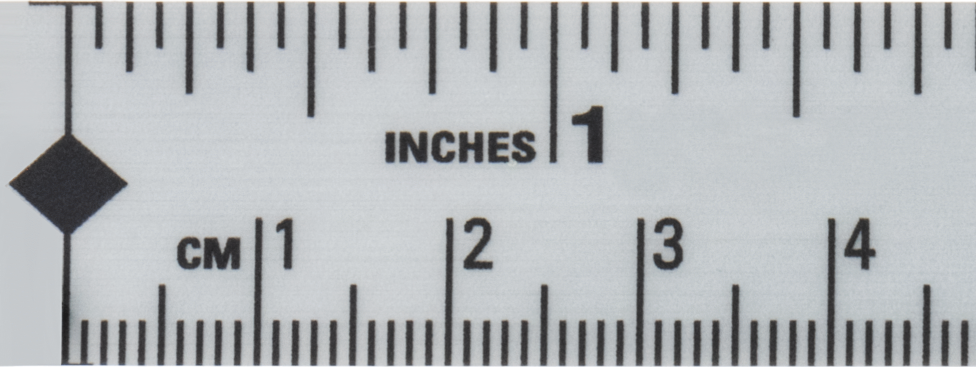 Yapışkan Sırtlı Gümüş Plastik Cetvel, Soldan Sağa İnç/Metrik Ölçekler, 12" Uzunluk, 1/2" Genişlik
