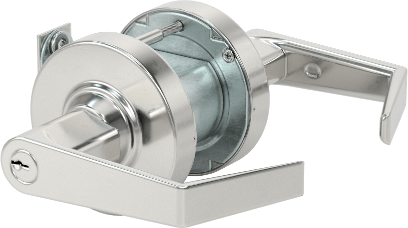 Schlage Alx Kapı Kolu, C Yiv, Anahtar Kilitli, Ana Anahtarlı, 2-3/8" Boğaz Mesafesi, Krom