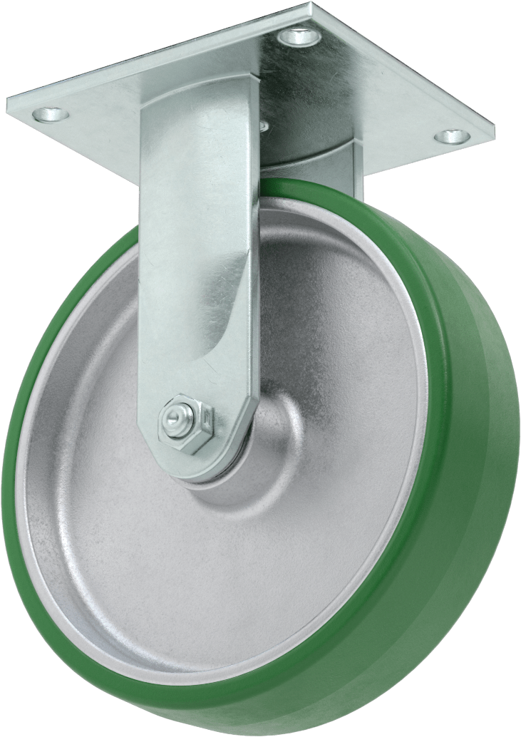 5-1/2" x 5" Plakalı Yüksek Kapasiteli Spartan Tekerlek, 8 inç Çaplı 60D Durometreli Poliüretan Tekerlekli Sert — 8", Levha, 1,500 lb.