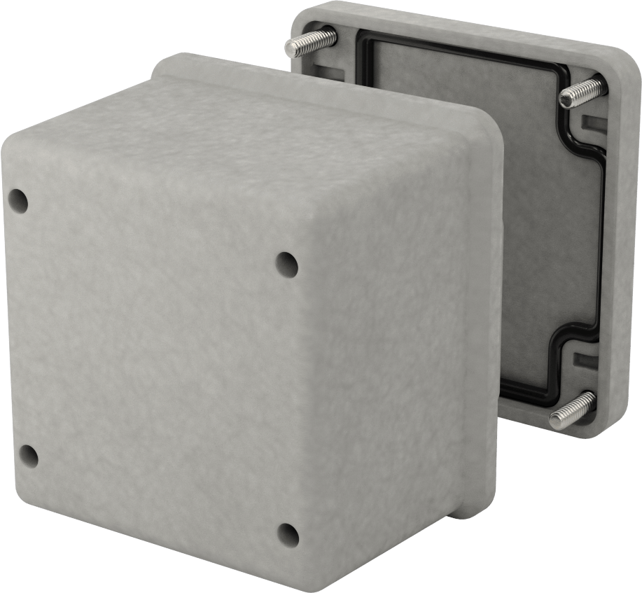 Su Geçirmez Fiberglas Muhafaza, Çıkarılabilir Kapaklı, 3-3/4 inç Genişlik x 3-3/4 inç Yükseklik x 3 inç Derinlik