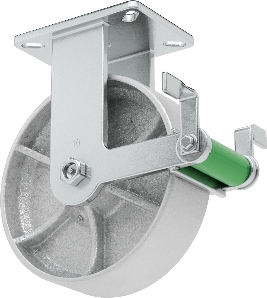 Ekstra Yüksek Kapasiteli Stronghart Tekerlek, Frenli ve 10 inç Çapında Demir Tekerlekli Sabit — 2,800 lb., 12 1⁄2", Levha