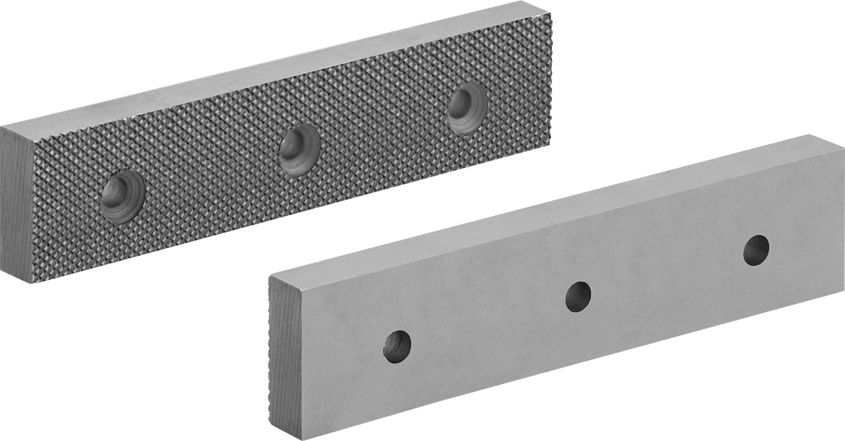 Tezgah Mengene için Morgan-Milwaukee Çeneleri, Düz, Model Numarası 1104567 için — Tırtıklı, 4 1⁄2", Düz