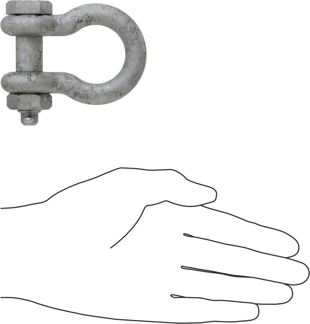 Galvanizli Alaşımlı Çelik Şakel, Emniyet Pimli - Kaldırma için, 1/2" Kalınlık
