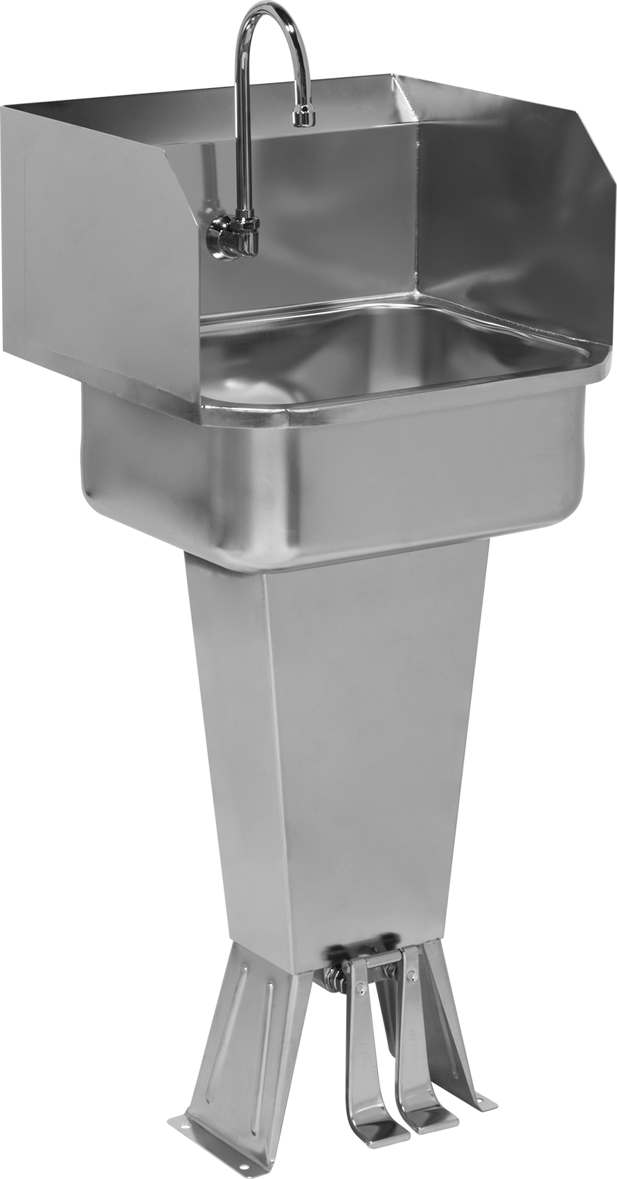 Yan Panelli Eller Serbest Lavabo, Bağımsız, 19 inç Genişlik x 18 inç Derinlik x 46 inç Toplam Yükseklik — 304 Stainless Steel, Stainless…