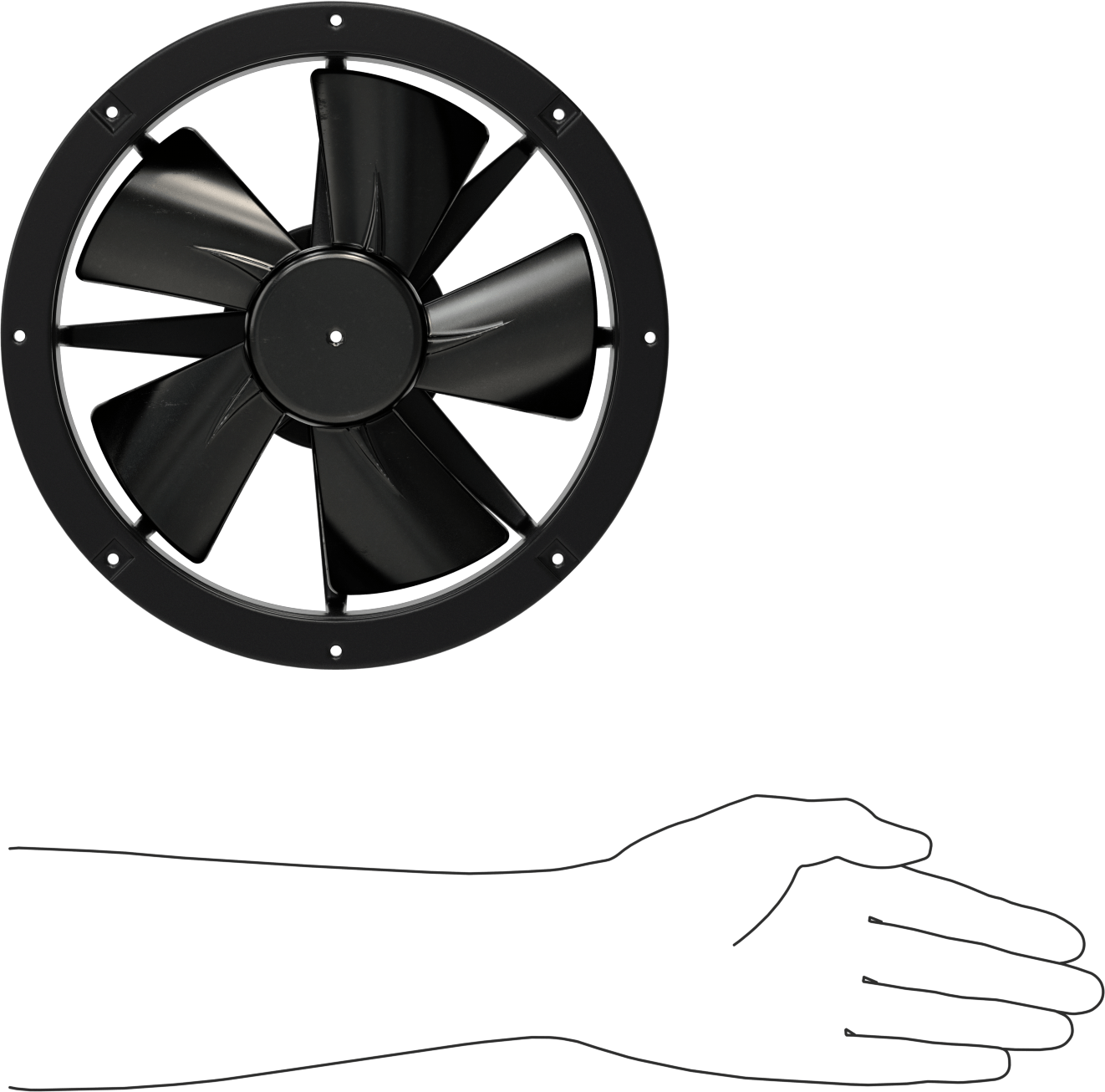 Yüksek Çıkışlı Ekipman Soğutma Fanı, 9.84 inç Yuvarlak Çap, 120V AC, 290 ila 460 CFM Hava Akışı