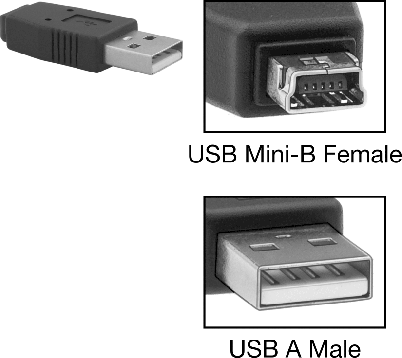 USB 2.0 Adaptörü, A Erkek x Mini-B Dişi — Adaptör, Düz, 2.0
