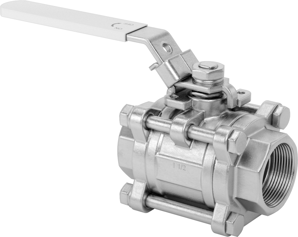 316 Paslanmaz Çelik Kolay Bakımlı Açma/Kapama Valfi, Kilitlenebilir Tutamaklı, PTFE Yuvası, 1-1/2 NPT Dişi
