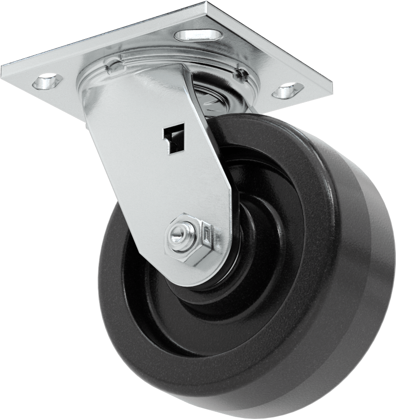 4-1/2" x 4" Plakalı Yüksek Kapasiteli Spartan Tekerlek, 5" Çapında Korumalı Yataklı Fenolik Tekerlek ile Döner Tekerlek