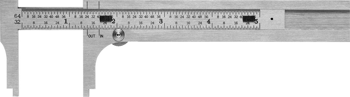 Cep Sürgülü Cetvel Kumpası, Model Numarası 1025, 0 ila 4-3/4 inç Ölçüm Aralığı — 6", Ölçek, Paslanmaz Çelik