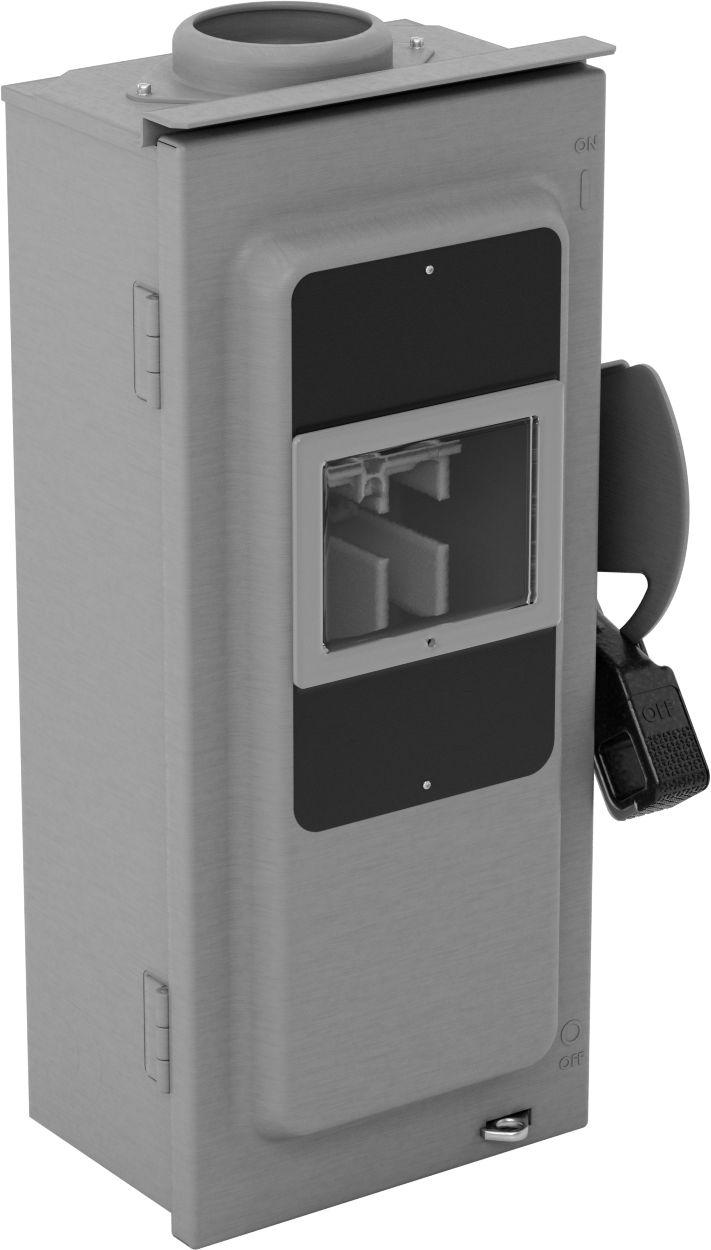 Emaye Kaplı Çelik Dayanıklı Ayırma Anahtarı, Dış Mekan, Sigorta Tutuculu, 30A, 3 Tel — 30 amp, 600V AC, Dış Mekan, Islak
