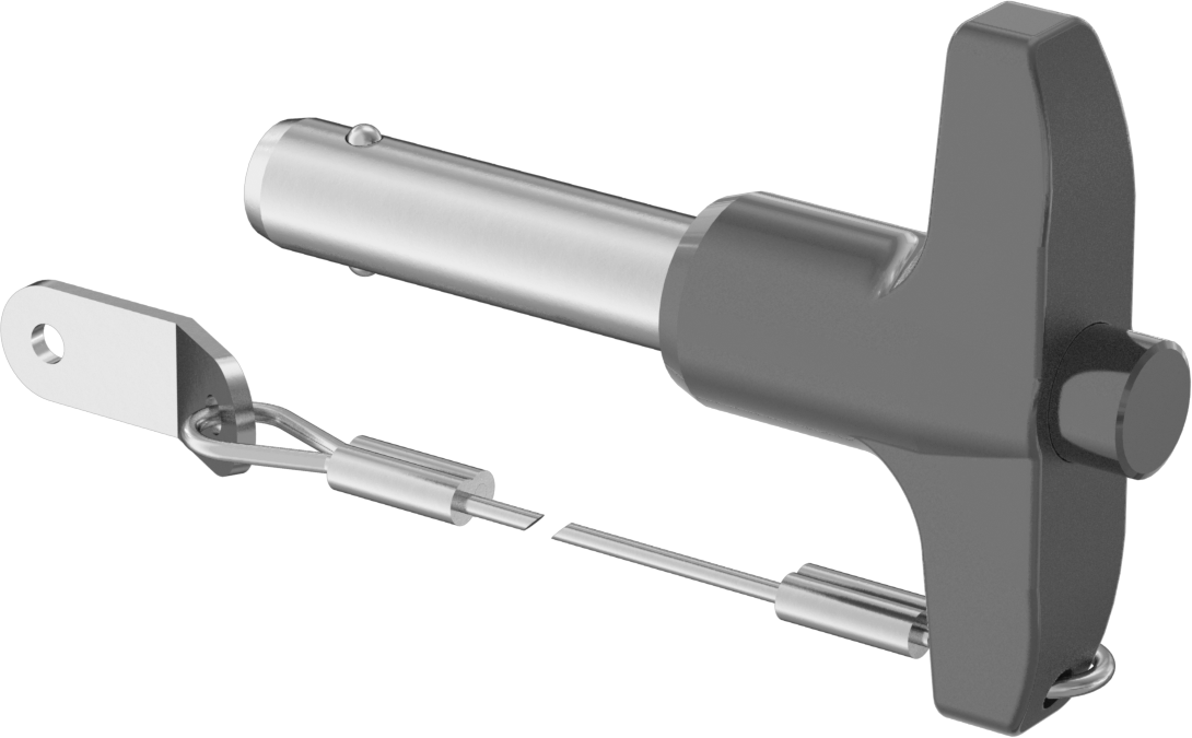 T-Saplı Kilitli Hızlı Açma Pimi, Kordonlu, 10 mm Çap, 30 mm Kullanılabilir Uzunluk