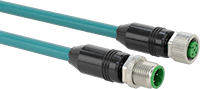 M12 Konektörlü Ethernet Kablosu, D-Kodlu Tapası x D-Kodlu Soket