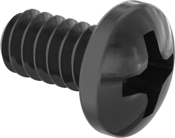 18-8 Paslanmaz Çelik Silindir Başlı Phillips Vidalar, PTFE Kaplı, 6-32 Diş Boyutu, 1/4" Uzunluk