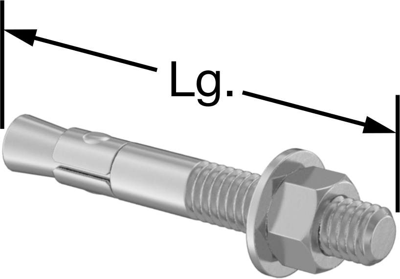 Beton için Çelik Kamalı Dübel, 1/4" Çap, 1-3/4" Uzunluk