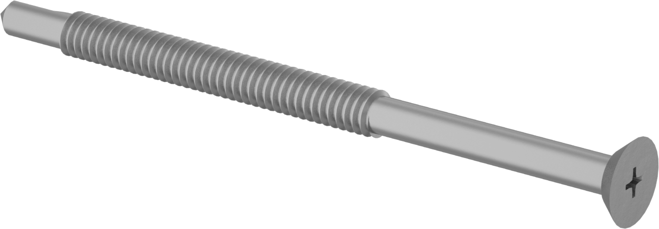 Paslanma ve Aşınmaya Dayanıklı Alaşımlı Çelik Delme Vidaları, Alüminyum için, Havşa Başlık, 1/4" Boyut, 4" Uzunluk — Düz, 1/4", 4"