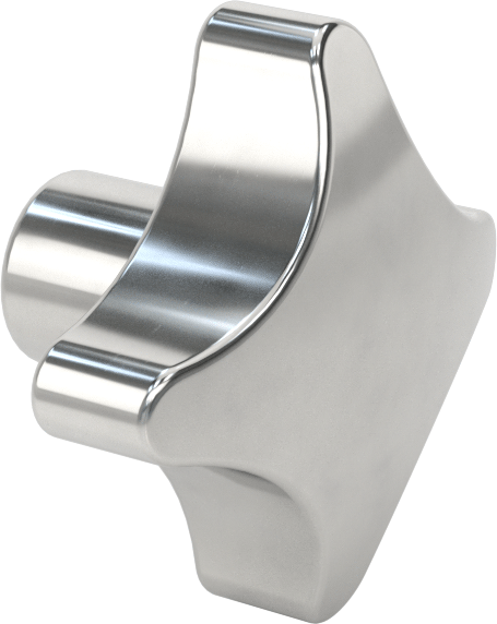 Paslanmaz Çelik Dört Kollu Topuz, 1/2" Çaplı 13/16" Derinlikli Delikli — 1⁄2", Dişsiz Delik, Dört Kol