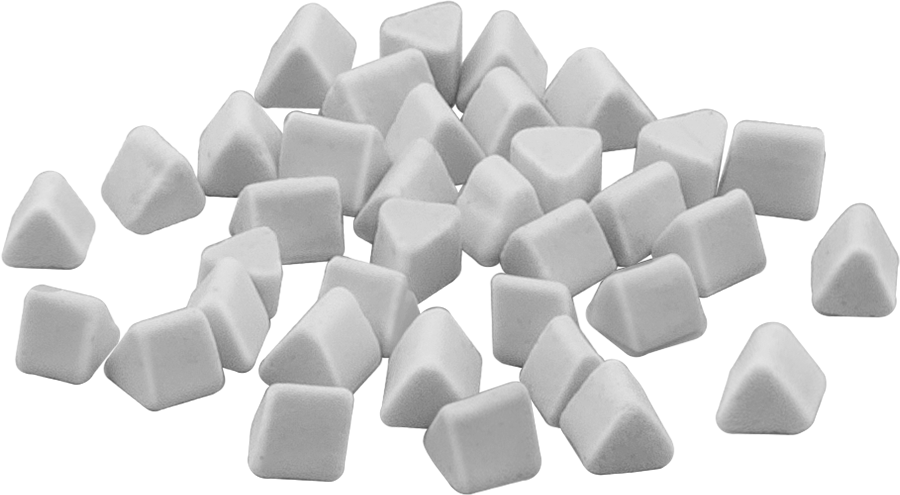 Çelik için Tamburlu Aşındırma Malzemesi, Paslanmaz Çelik ve Sert Metaller, Üçgen, Parlak Yüzey için, 1/4" Uzunluk, 3/8" Genişlik, 5 lbs.