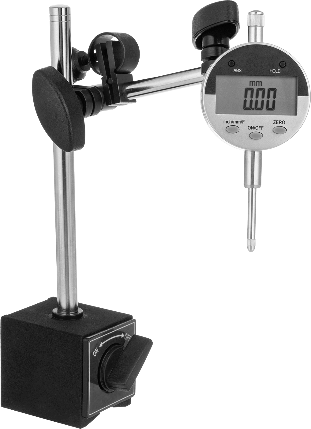 Elektronik Piston Komparatör, Sabit Kollu Manyetik Tabanlı Tutucu ve SPC Çıkışlı — Dijital, Bağlantı Pabucu, Mil, Piston