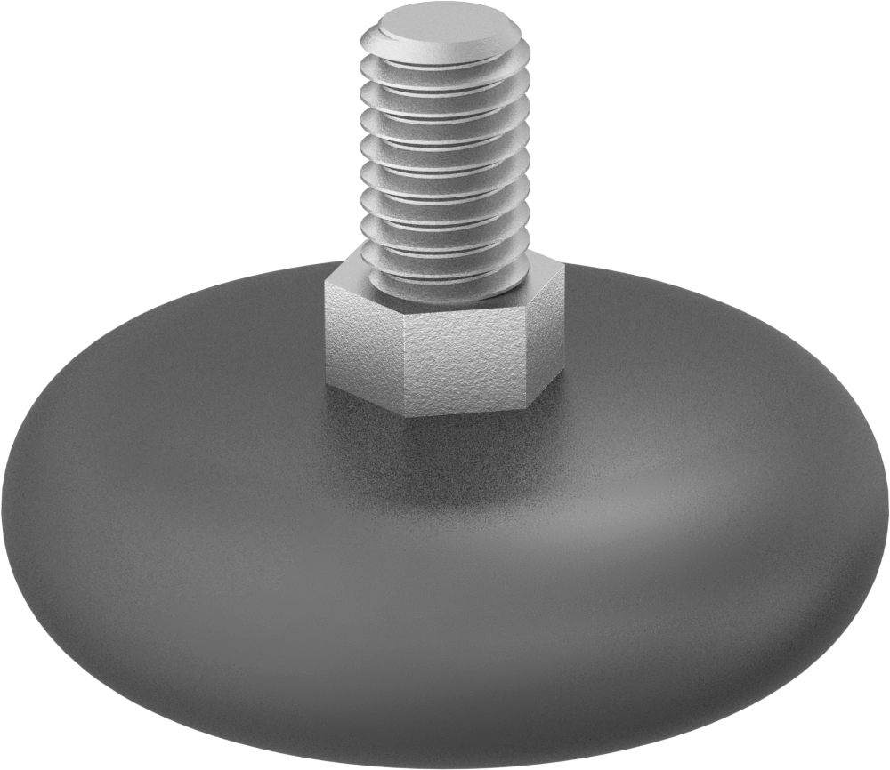 Naylon Tabanlı Sert Seviyelendirme Montaj Parçası, 5/8" Uzunlukta 3/8"-16 Galvanizli Çelik Dişli Saplamalı — 3/8"-16, Sert, 2"