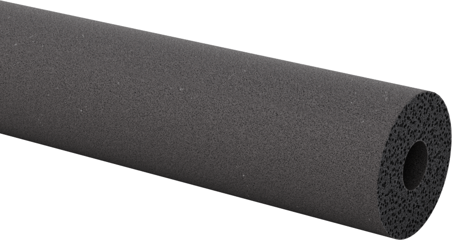 Esnek Kauçuk Köpük Boru Yalıtım Tüpü, Yarık Yok, Buna-N/PVC, 3/8" Duvar Kalınlığı, 3/8" İç Çap, 6 Fit Uzunluk
