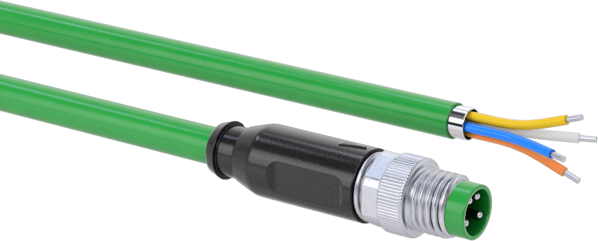 M8 Ethernet Kablosu, 0.19" Dış Çap x 6.5' Uzunlukta Kablolara Sahip Düz Fiş, A Kodlu — Ekranlı, 5e, Tozlu, Dalgıç