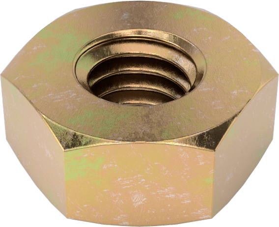 Çinko Sarı-Kromat Kaplamalı Yüksek Mukavemetli Çelik Altıköşe Somun, M3 x 0.5 mm Diş Boyutu