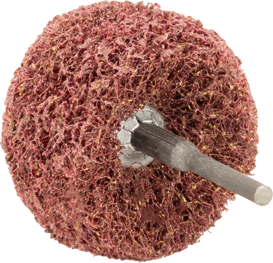 Saplı Naylon Örgü Yastıklı Zımpara Diski, Düz Disk, Orta Sınıf, 1" Çap, 3/8" Genişlik