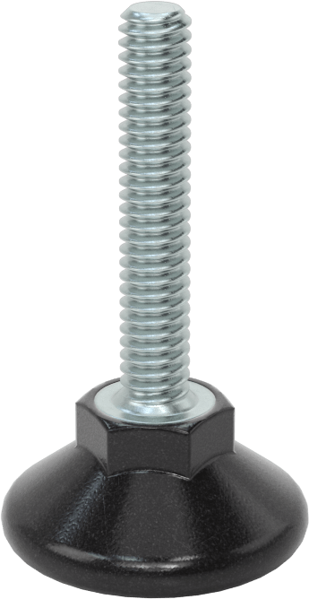 Naylon Tabanlı Sert Seviyeleme Montaj Parçaları, 1/4"-20 Dişli Çinko Kaplı Çelik Saplamalı — 1/4"-20, Sert, 1 1/8"