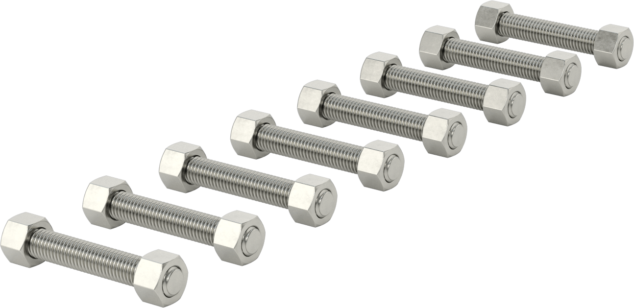 18-8 Paslanmaz Çelik Gijon ve Altıköşe Somun Kiti, Sınıf 600 Boyut 2 Boru Flanşı için — ASTM Grade B8SH, 18-8 Stainless Steel, Stainless…