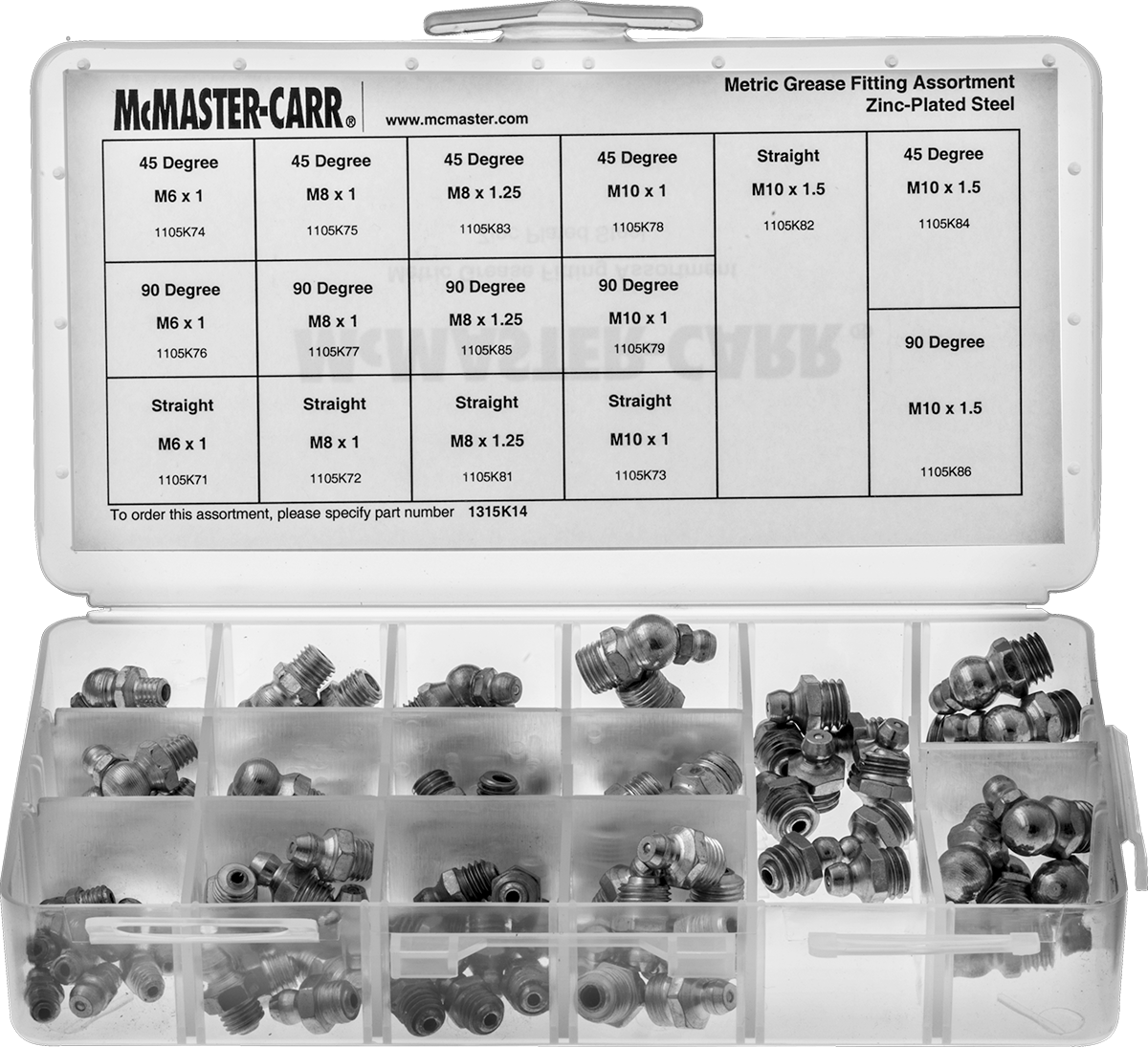 100 Parça Gres Yağlama Başlığı Çeşidi, Dişli Şaft, Çinko Kaplı Çelik — Gres