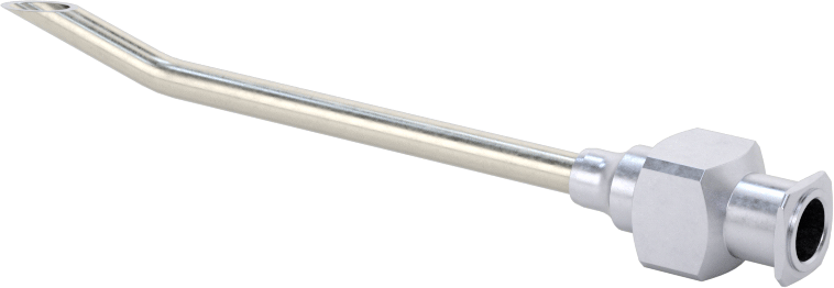 Yeniden Kullanılabilir Paslanmaz Çelik Şırınga İğnesi, Luer Lock Bağlantısı, Açılı, Keskin Eğimli Uç, 12 G, 2" Uzunluk