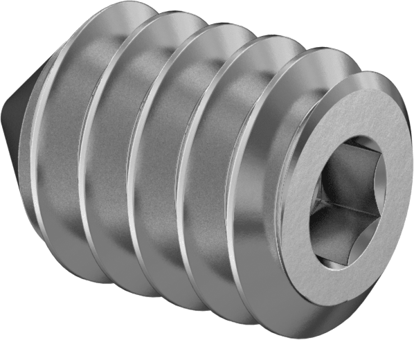 Yüksek Korozyon Dirençli Konik Uçlu Setskur, 316 Paslanmaz Çelik, 2-56 Diş, 1/8" Uzunluk