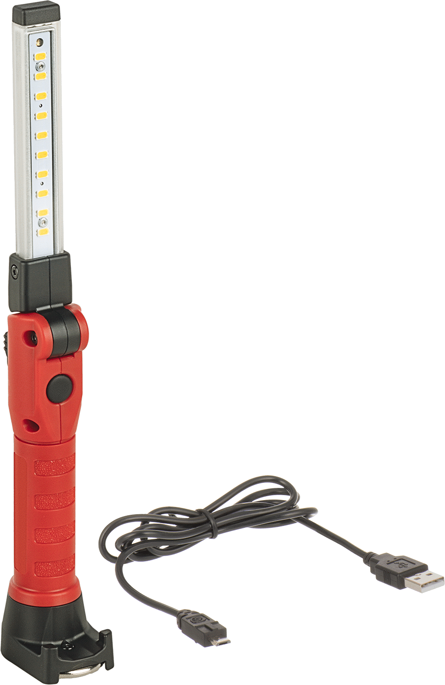 Döner Başlıklı Akülü Taşınabilir Çalışma Lambası, Şarj Edilebilir, LED ve UV LED, 10-3/4" Toplam Uzunluk