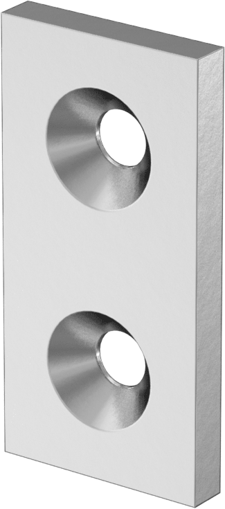 T-Yivli Çerçeve, Gümüş Dikdörtgen Montaj Plakası, 2" Genişlik x 1" Uzunluk
