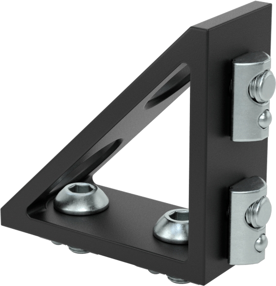 T-Yivli Çerçeve Yapısal Braket, 20 mm Ray için Açık Köşebent Braketi, 1-37/64" Uzunluk, Siyah