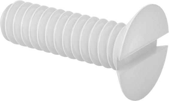 Naylon Oluklu Havşa Başlı Vidalar, 100 Derece Havşa Açısı, 6-32 Diş Boyutu, 1/2" Uzunluk