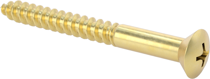 Ahşap için Phillips Oval Başlı Vidalar, Pirinç, 10 Numaralı Vida Boyutu, 2" Uzunluk — Oval, Phillips, No. 10
