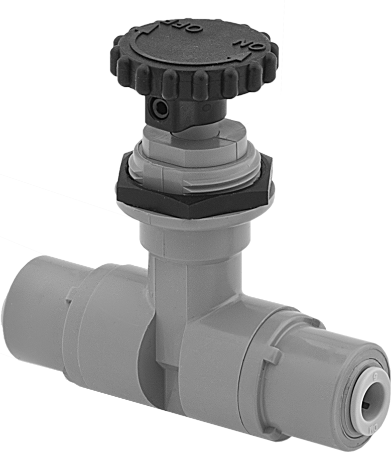 Hassas Akış Ayar Valfi, 1/4" Dış Çaplı Boru için İtme ile Bağlantı Parçaları, PVC