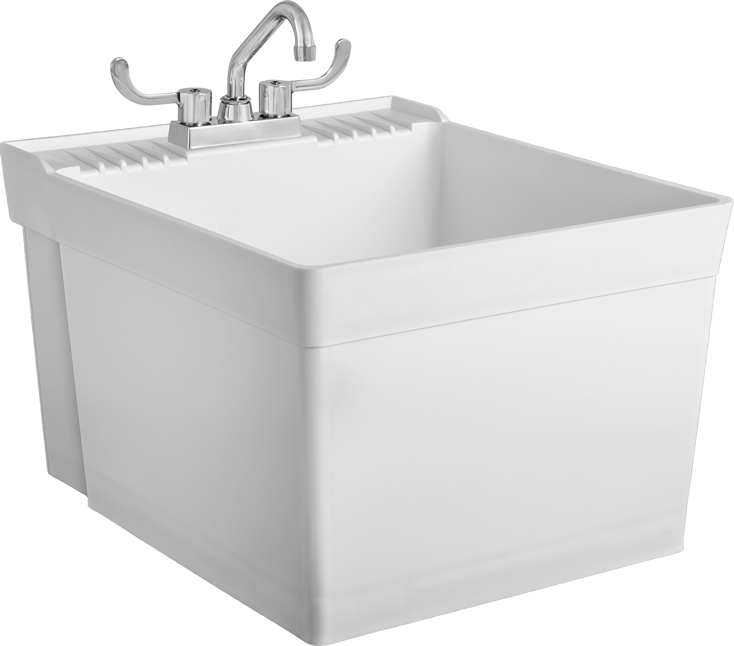 Beyaz Polipropilen Plastik Lavabo, Krom Kaplamalı Musluklu Duvara Monte — Plastic, Polypropylene, 20", 1