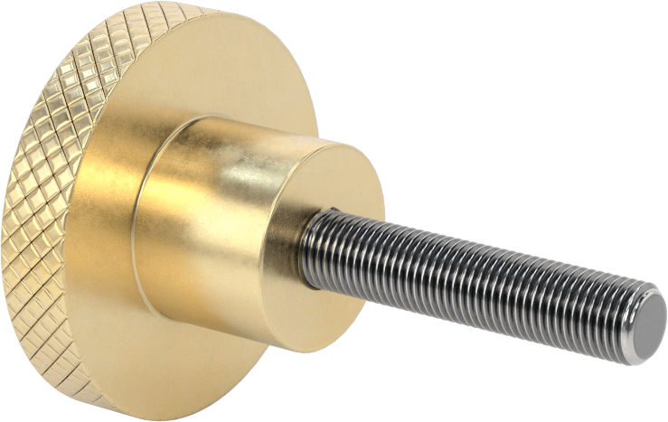 Pirinç Topuz, 3/8"-24 Dişli 1-3/4" Uzunlukta Saplamalı, 2" Baş Çapı