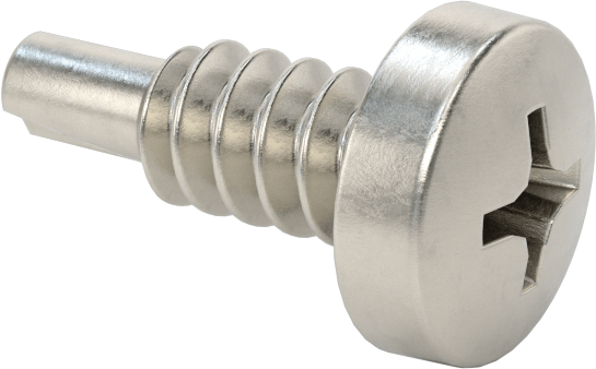 Metal için Phillips Yuvarlak Başlı Delme Vidaları, Yüksek Mukavemetli 410 Paslanmaz Çelik, 1/4" Boyut, 3/4" Uzunluk