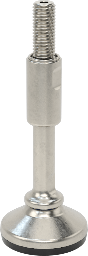 Dişli Saplamalı Hijyenik Döner Seviyeleme Montajı, 5/8"-11 Diş Boyutu, 2-9/16" Taban Çapı, 7" Toplam Yükseklik