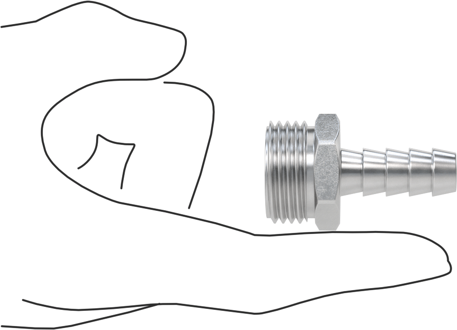 303 Paslanmaz Çelik Düz Adaptör, 1/2" Tırnaklı Hortum İç Çapı x 3/4 GHT Erkek