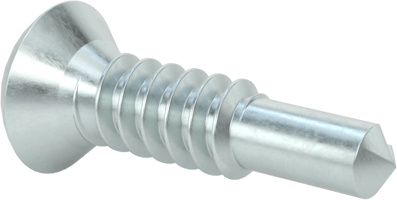Metal için Oval Başlı Delme Vidaları, Çinko Kaplı Çelik, 1/4" Vida Boyutu, 1" Uzunluk