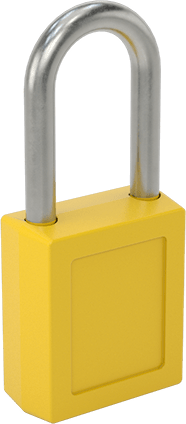 Etiketli Ekstra Boşluklu Kilitli Asma Kilit, Master Lock 410-Sarı Gövde, #By3 Anahtara Uyumlu Anahtar