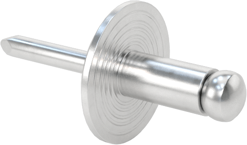 Alüminyum Mandrelli Alüminyum Pop Perçinler, Büyük Çaplı Kubbe Başlı, 1/8" Çap, 0.063"-0.125" Kalınlık için