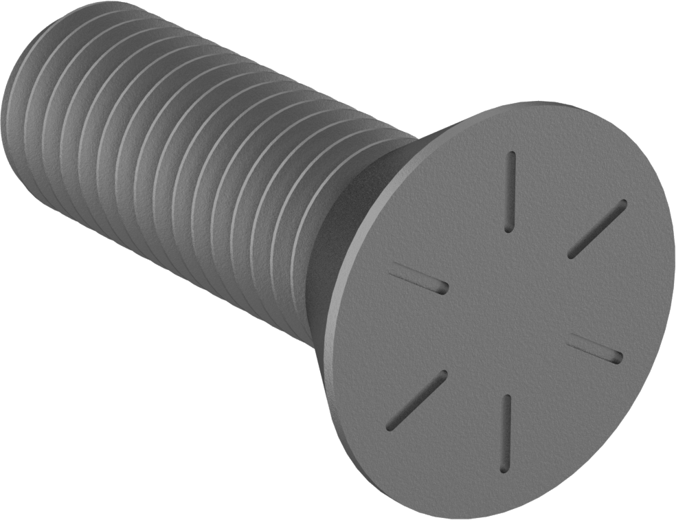 Anahtar Kilitli Boyunlu Düz Başlı Çekici Cıvata, 5/8"-11 Diş Boyutu, 2" Uzunluk