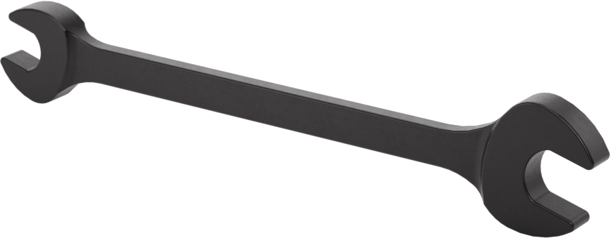 Siyah Oksit Çelik Çift Açık Uçlu Anahtar, Yuvarlak Açıklıklı, 1/4" x 5/16" Boyut, 4" Toplam Uzunluk